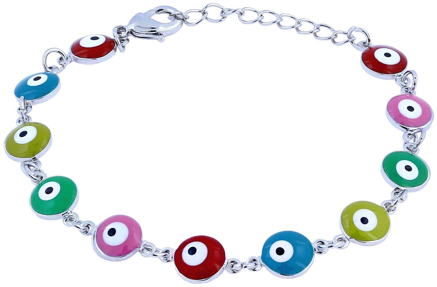 

Zivom Turkish Evil Eye Lucky Multi Colour Silver Bracelet For Women