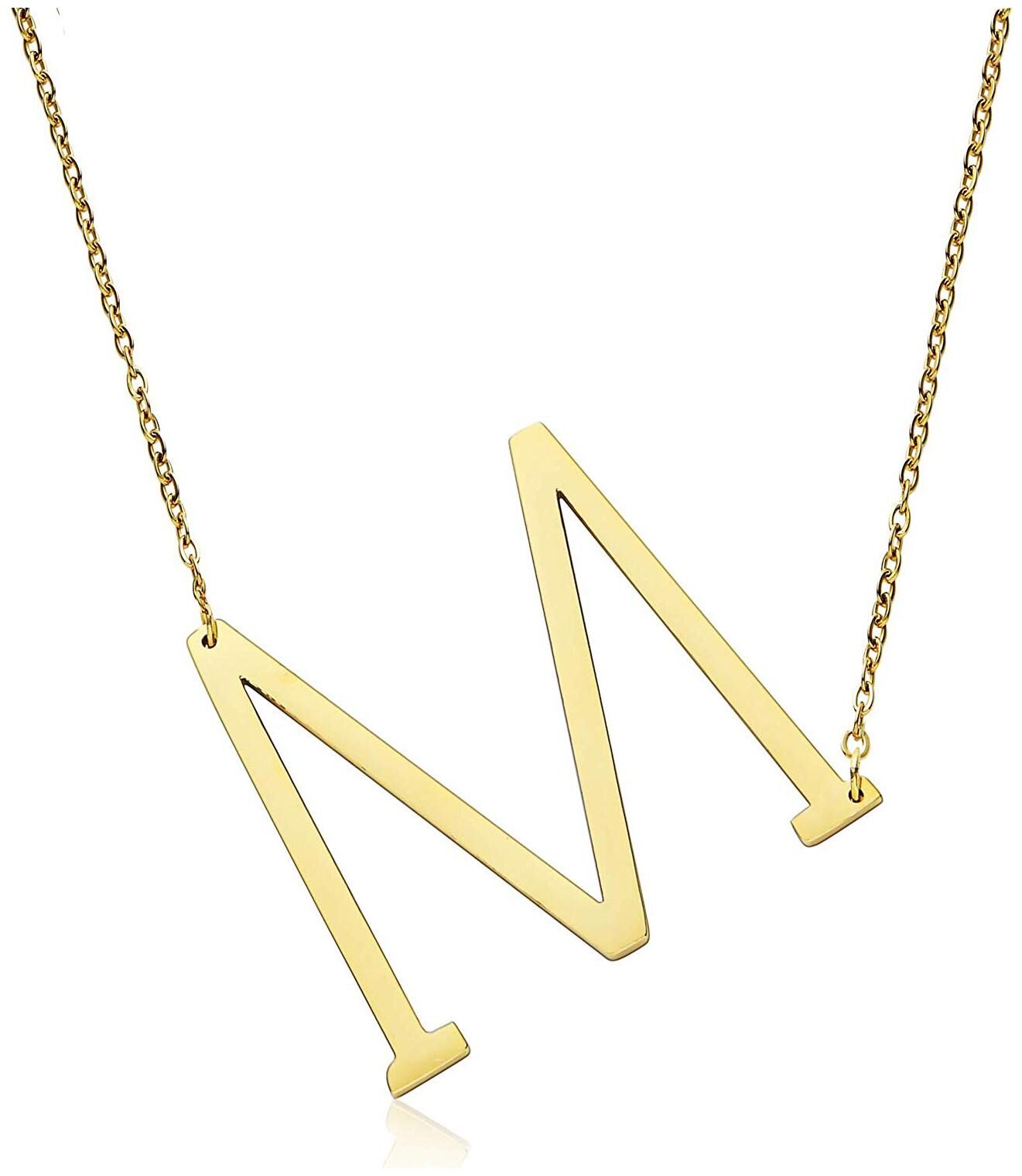 

ZIVOMInitial Alphabet M Large Letter Gold 316L surgical stainless steel Necklace Birthday Gifts for Women Girls