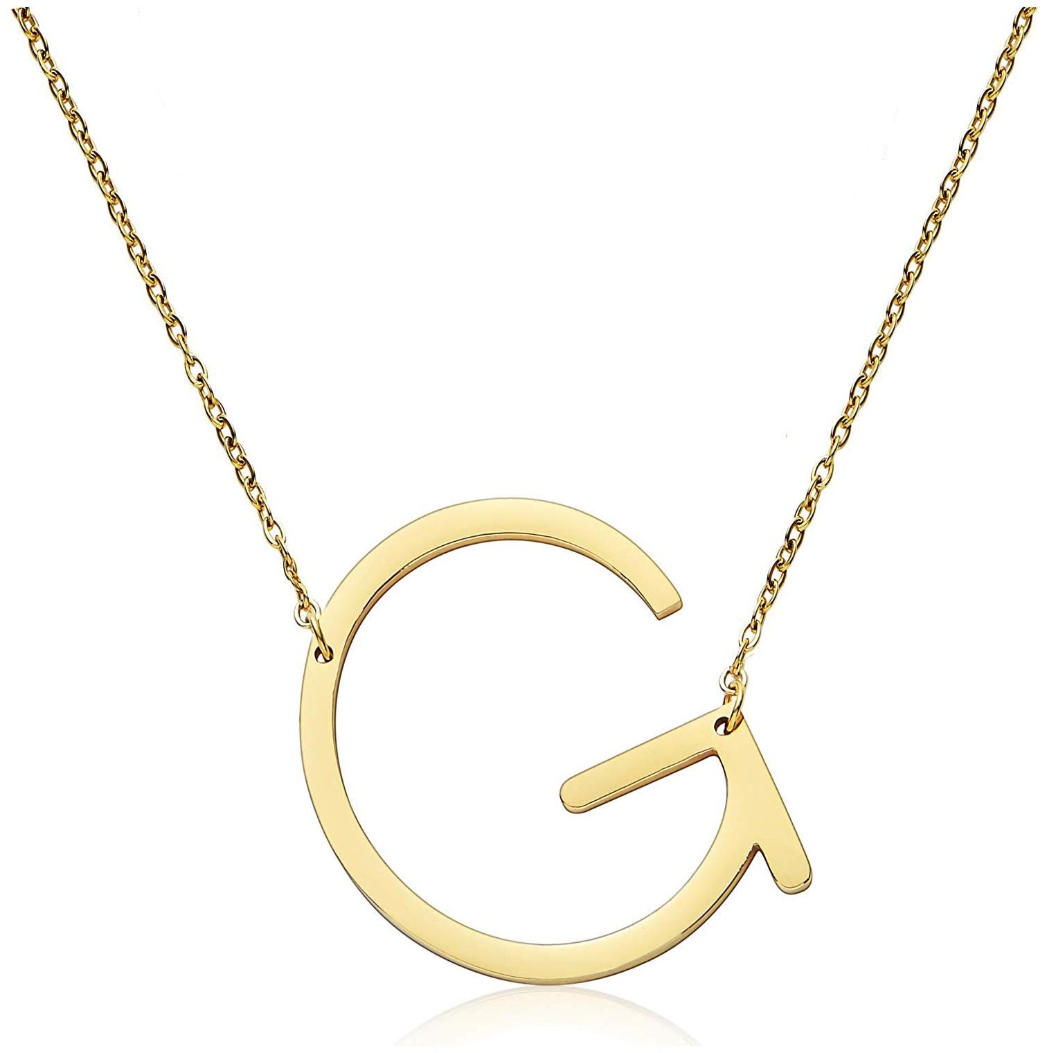 

ZIVOMInitial Alphabet G Large Letter Gold 316L surgical stainless steel Necklace Birthday Gifts for Women Girls