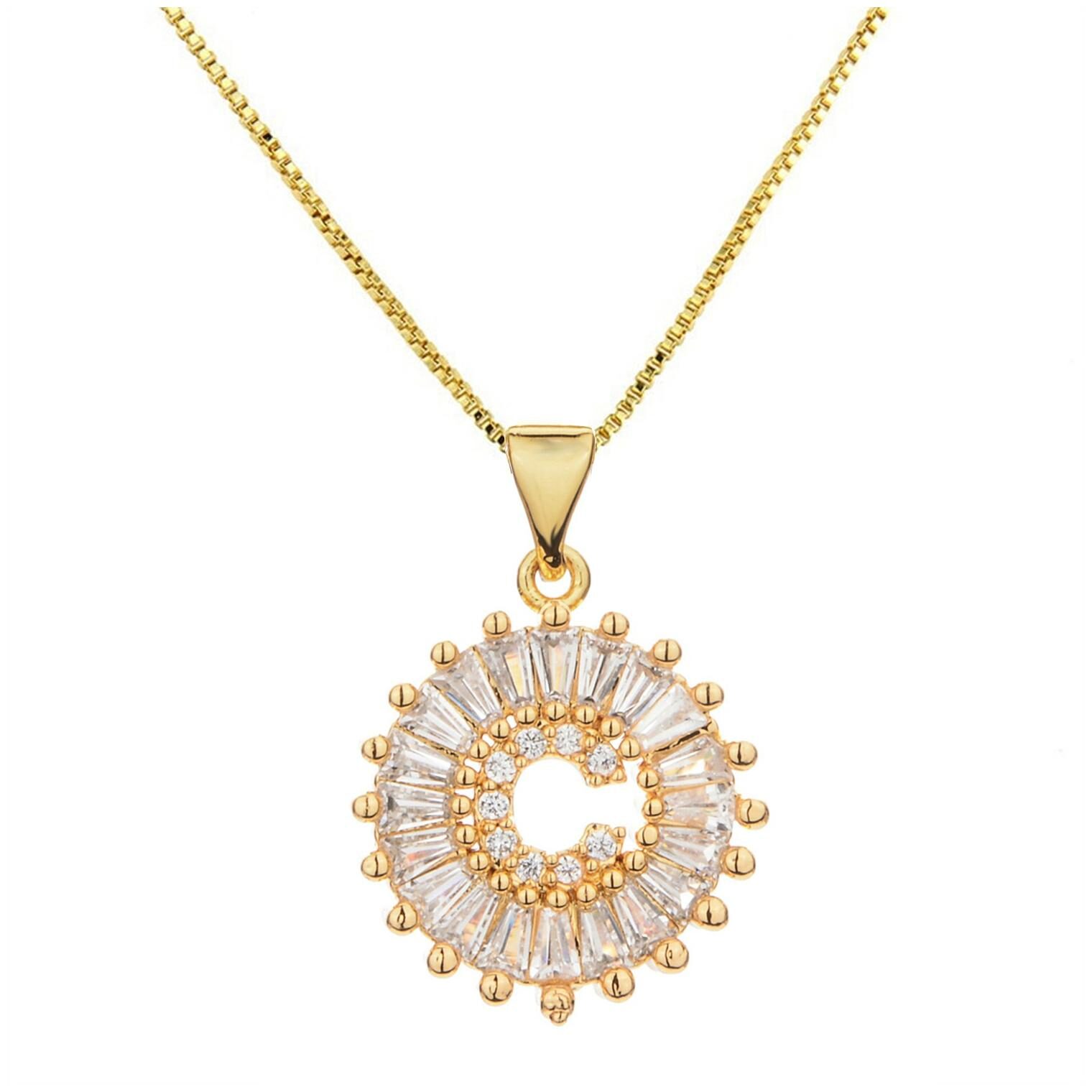 

ZIVOMInitial Alphabet C Large Letter Cubic Zirconia CZ 18K Gold Necklace Birthday Gifts for Women Girls