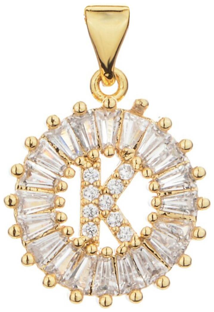 

ZIVOMInitial Alphabet K Large Letter Cubic Zirconia CZ 18K Gold Only Pendant Locket Birthday Gifts for Women Girls
