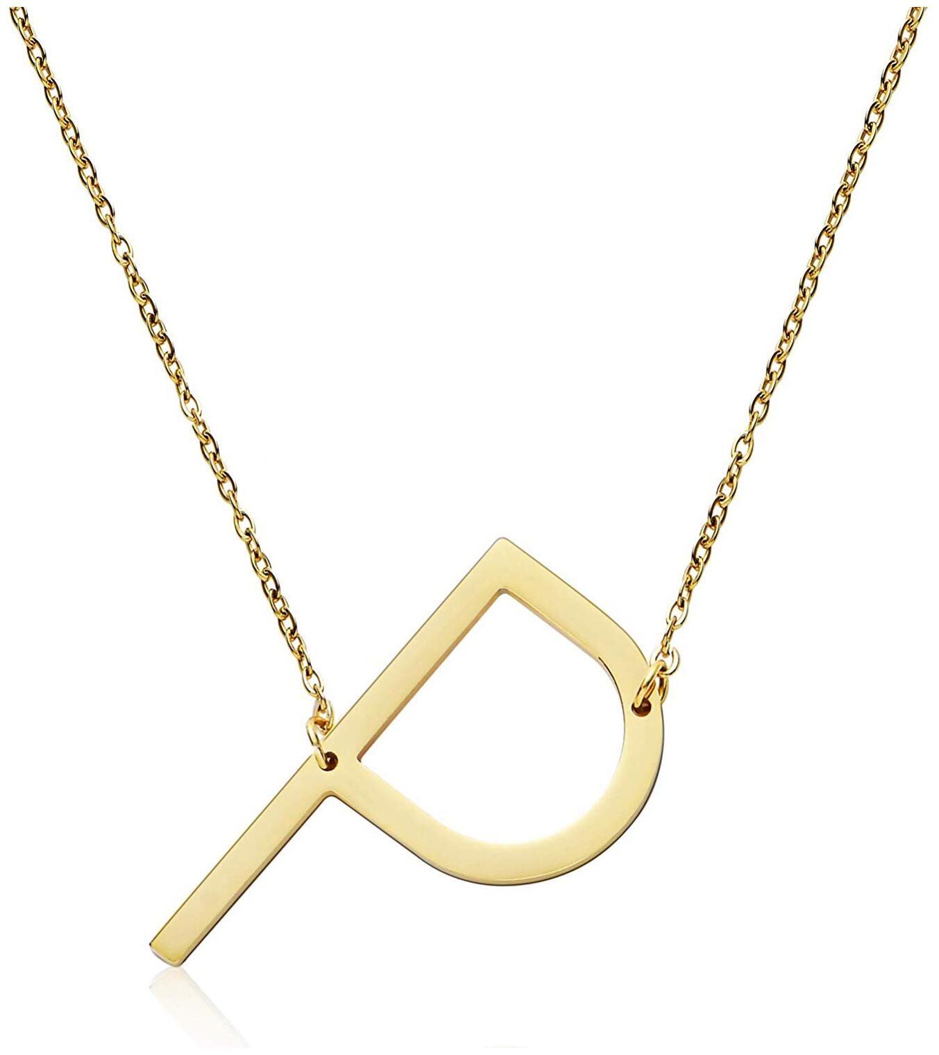 

ZIVOMInitial Alphabet P Large Letter Gold 316L surgical stainless steel Necklace Birthday Gifts for Women Girls
