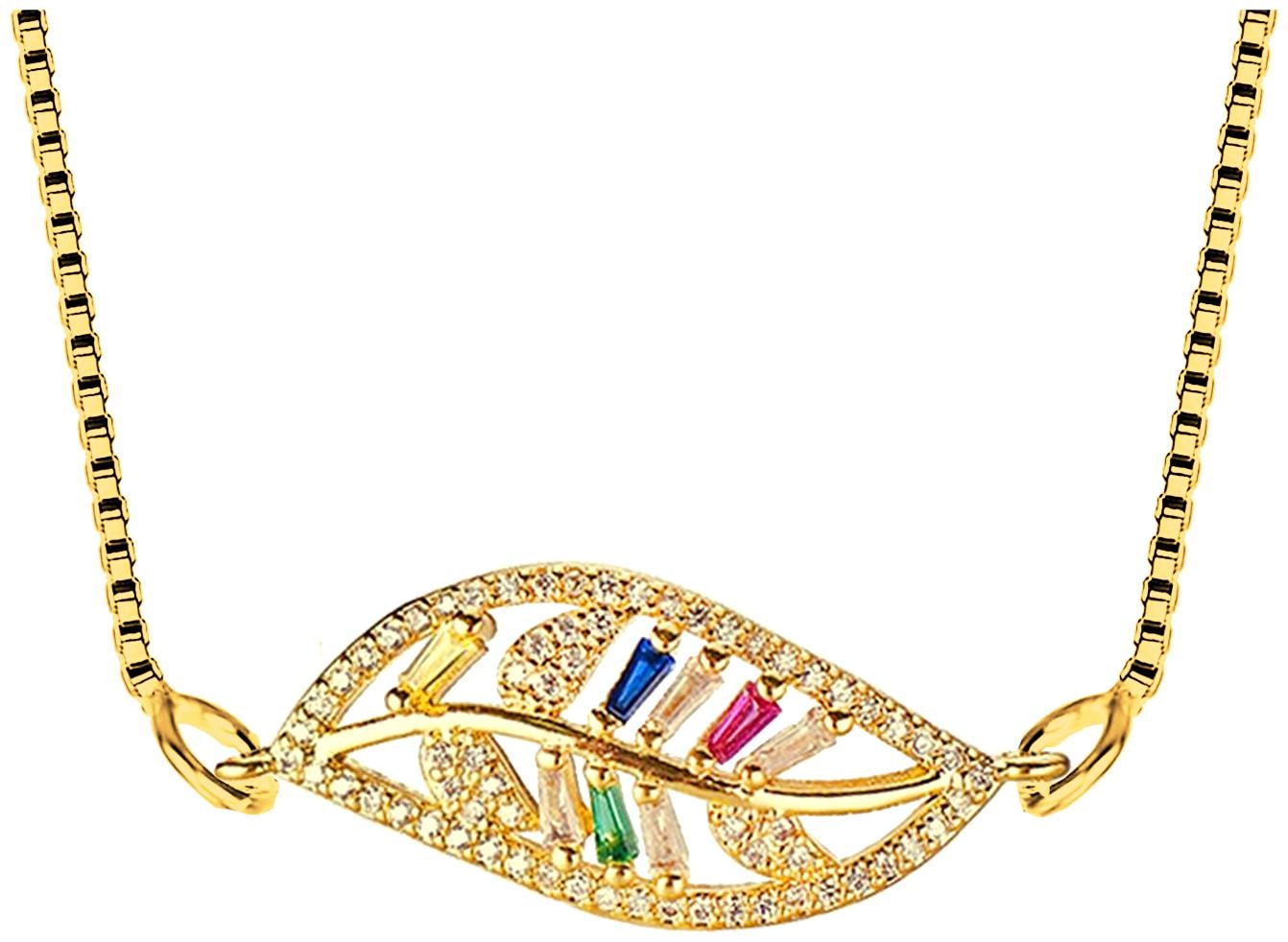 

ZIVOMLeaf Petal Floral 18K Gold Cubic Zirconia American Diamond Adjustable Necklace Pendant Chain Women Girls