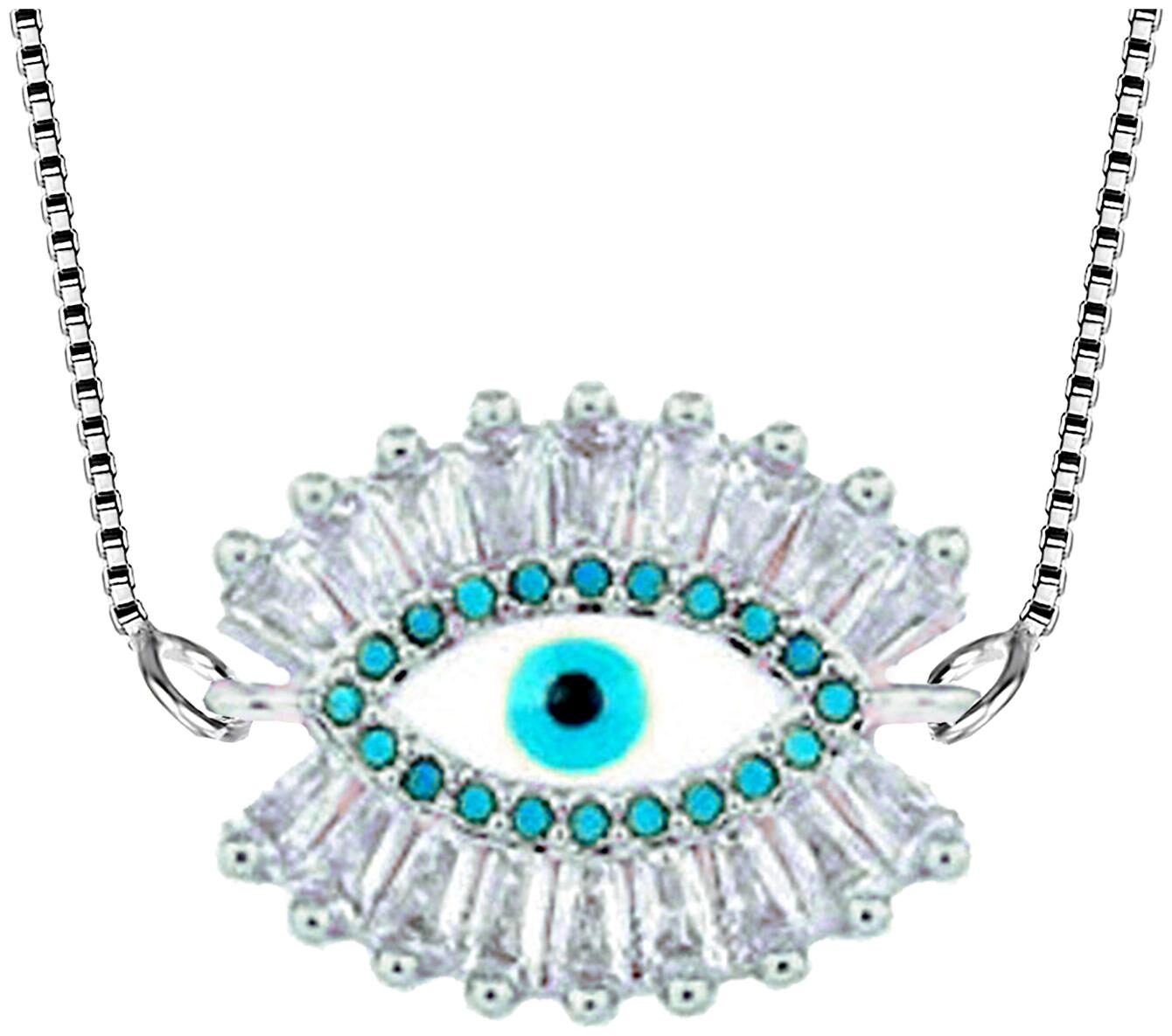 

ZIVOMTurkish Blue Evil Eye Good Luck Cubic Zirconia American Diamond Adjustable Necklace Pendant Chain Women Girls