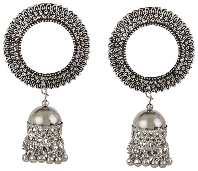 

Zooniv Oxidised Silver Afghani Tribal Earring for Women and Girls
