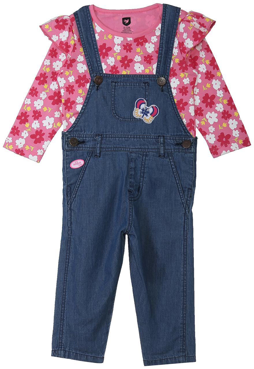 

612 League Baby girl Cotton Solid Jumpsuit - Multi