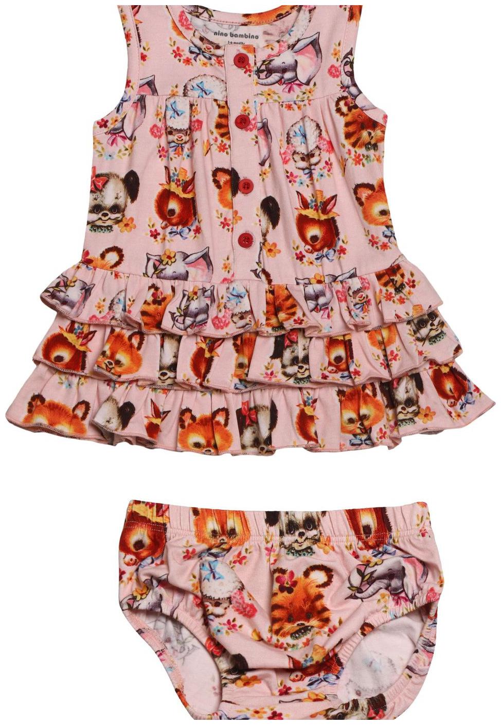 

Nino Bambino Baby girl Cotton Solid Frock with bloomer - Multi