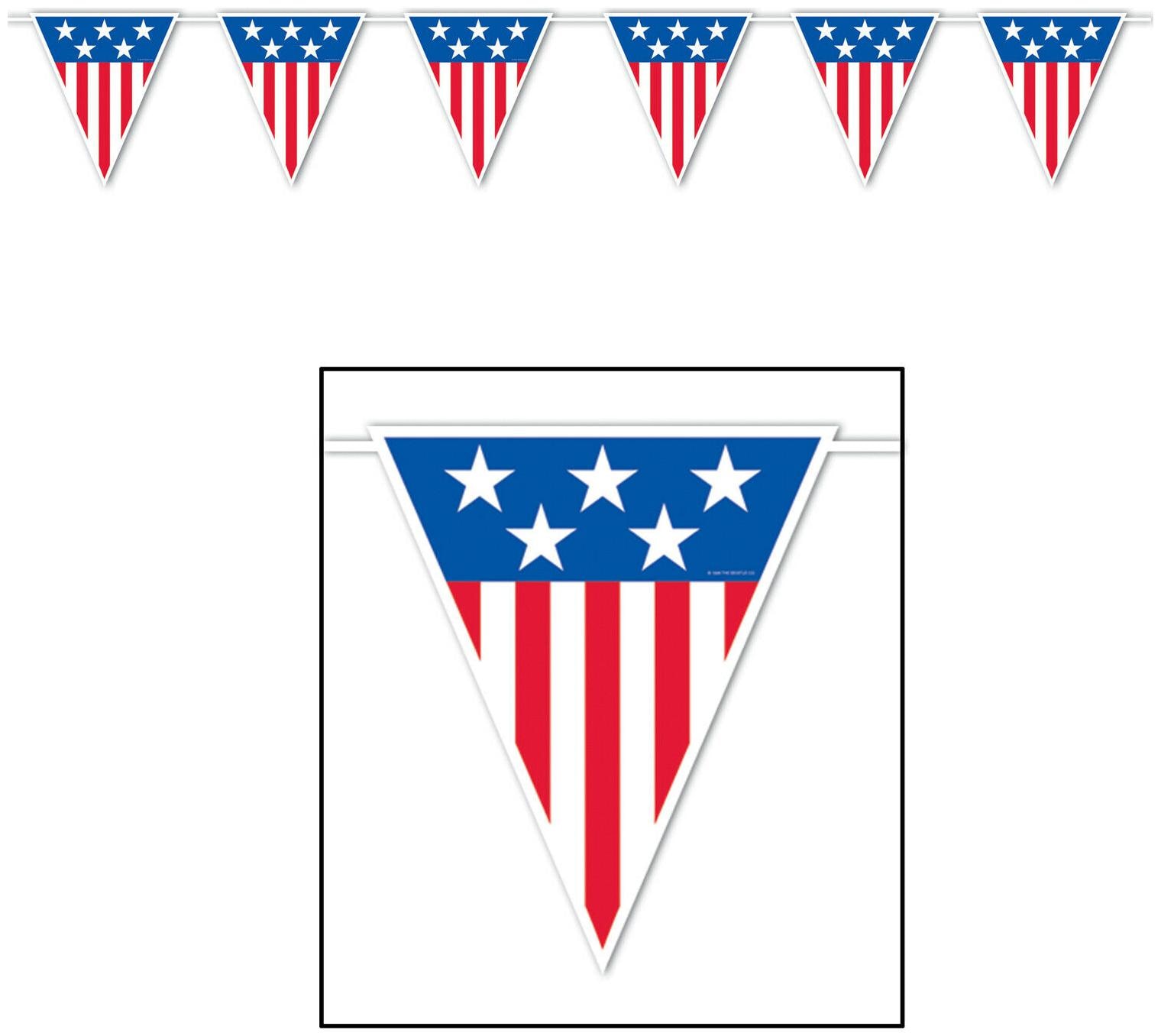 

(12) American Spirit Giant Pennant Banner all-weather 6 pennants string