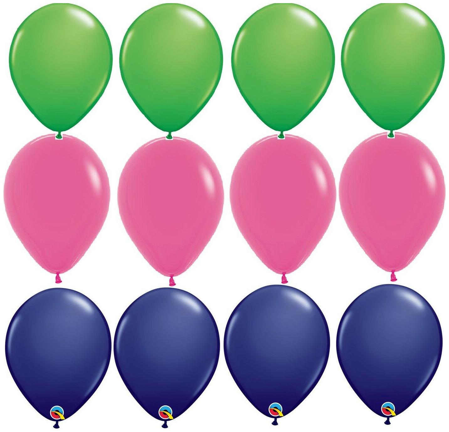 

12 BALLOONS new PREPPY PARTY latex NAVY BLUE hot PINK kelly GREEN wedding PROM