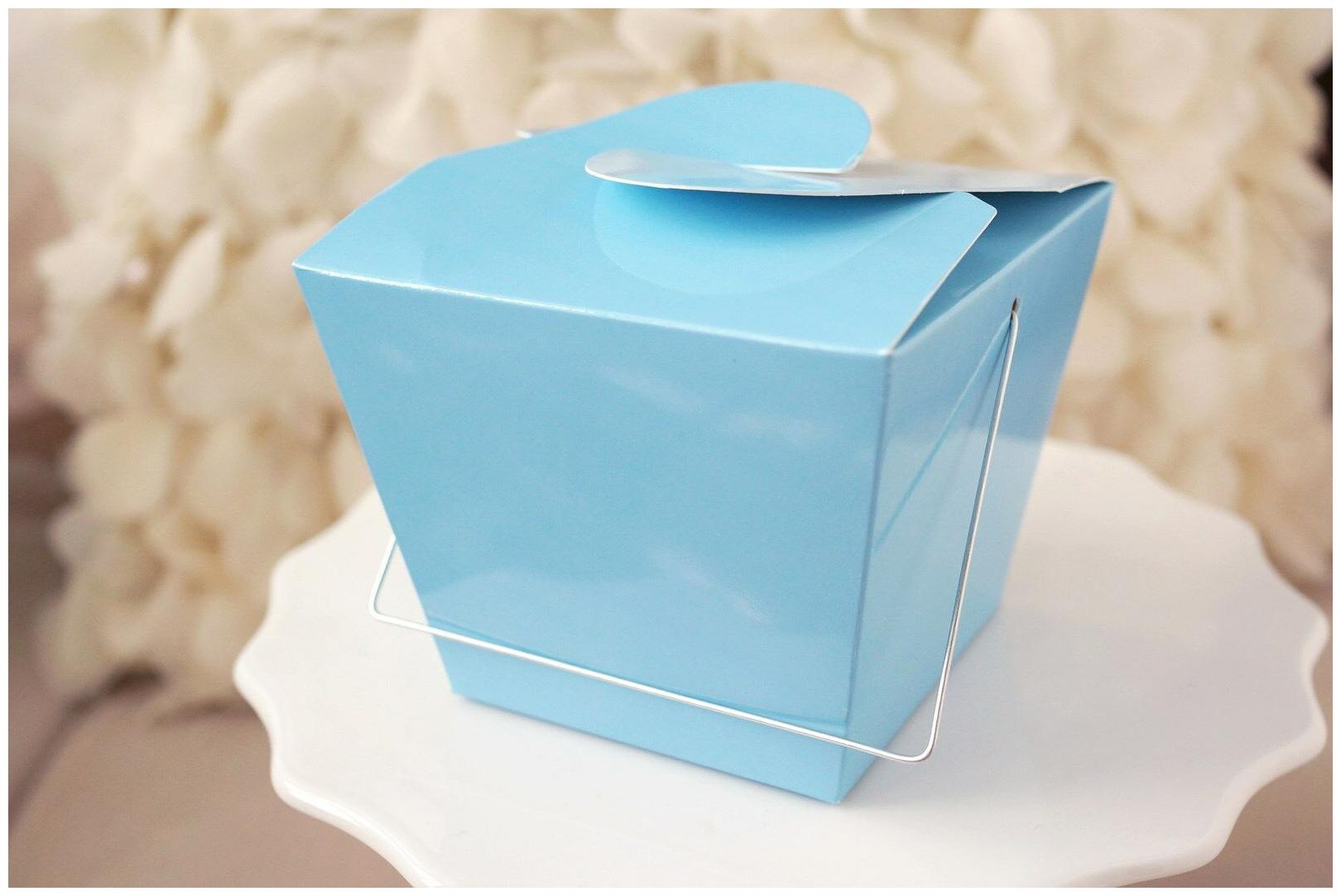 

12 Blue Chinese Asian Small Take Out Boxes Easy Close Top Favors Cupcake Holder