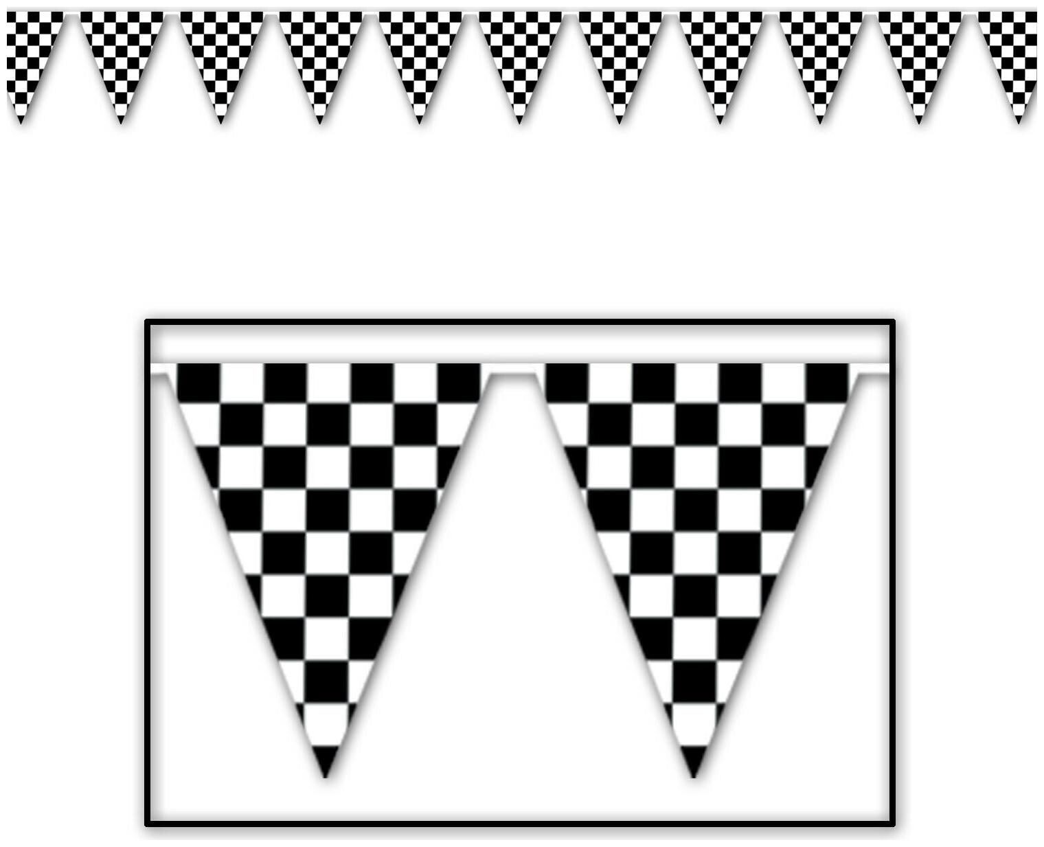 

(12) Checkered Pennant Banner all-weather 15 pennants string