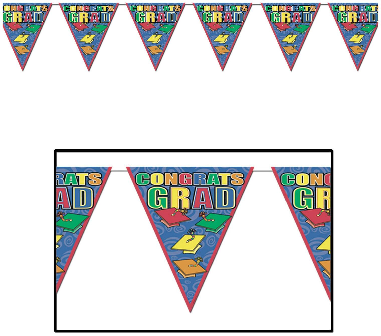 

(12) Congrats Grad Pennant Banner all-weather 12 pennants string