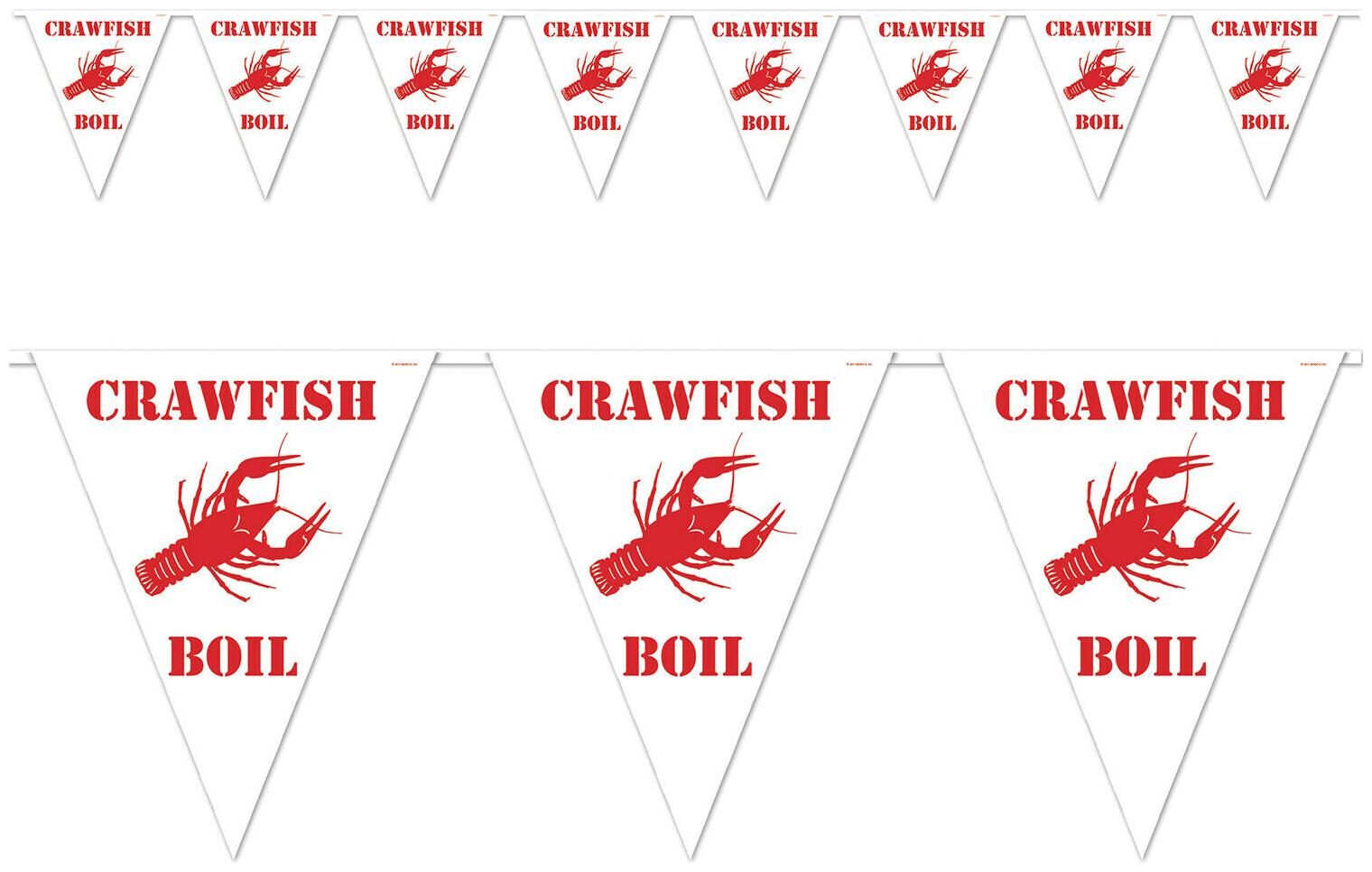 

(12) Crawfish Boil Pennant Banner all-weather 12 pennants string