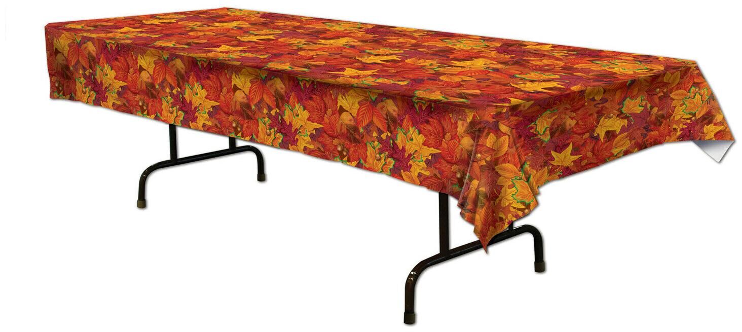 

(12) Fall Leaf Tablecover plastic