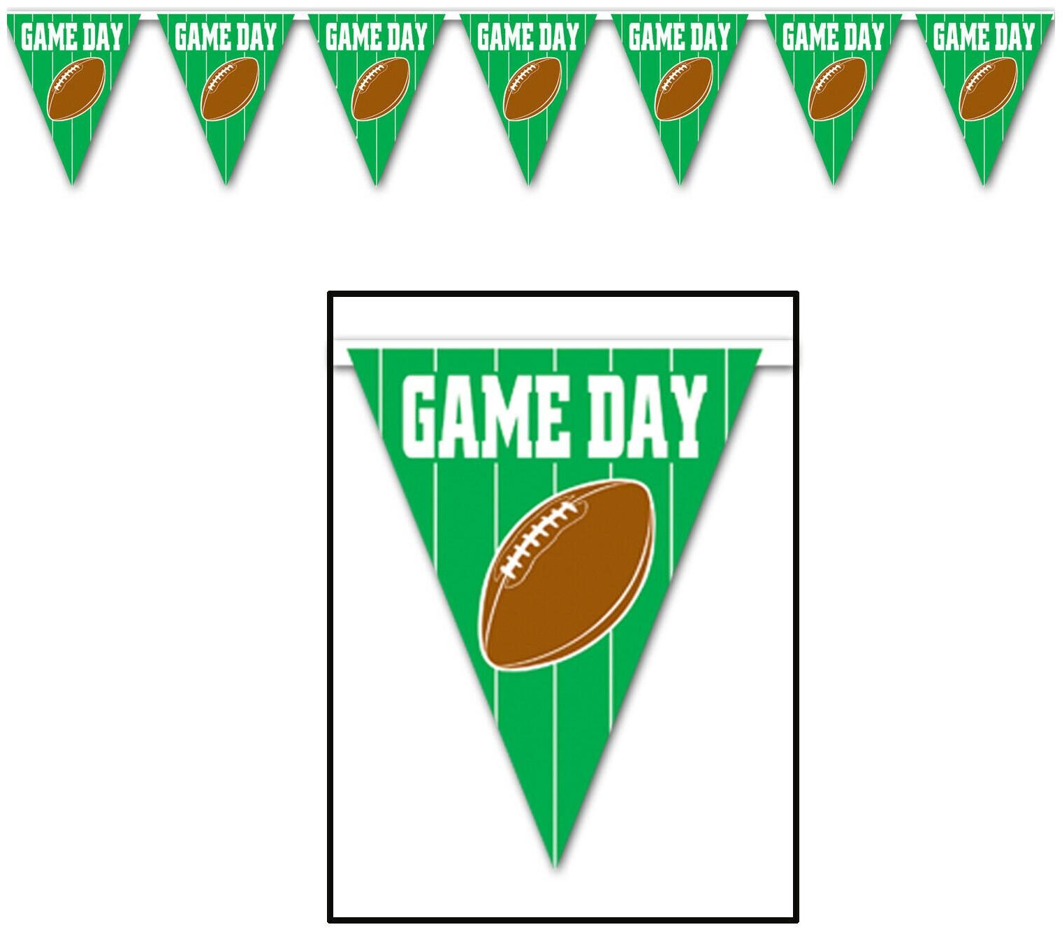 

(12) Game Day Football Pennant Banner all-weather 12 pennants string