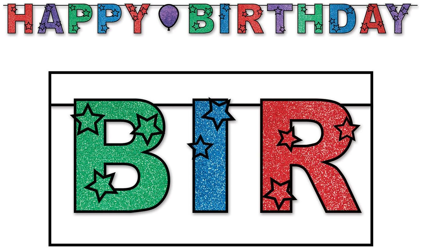 

(12) Glittered Happy Birthday Streamer