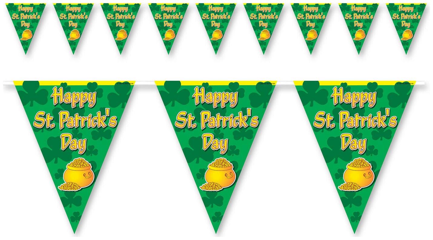 

(12) Happy St Patrick s Day Pennant Banner all-weather 12 pennants string