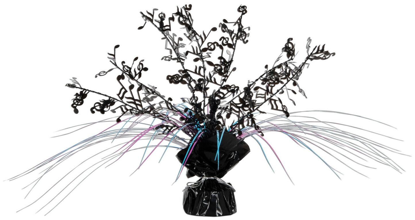 

(12) Musical Notes Gleam N Spray Centerpiece black cerise turquoise