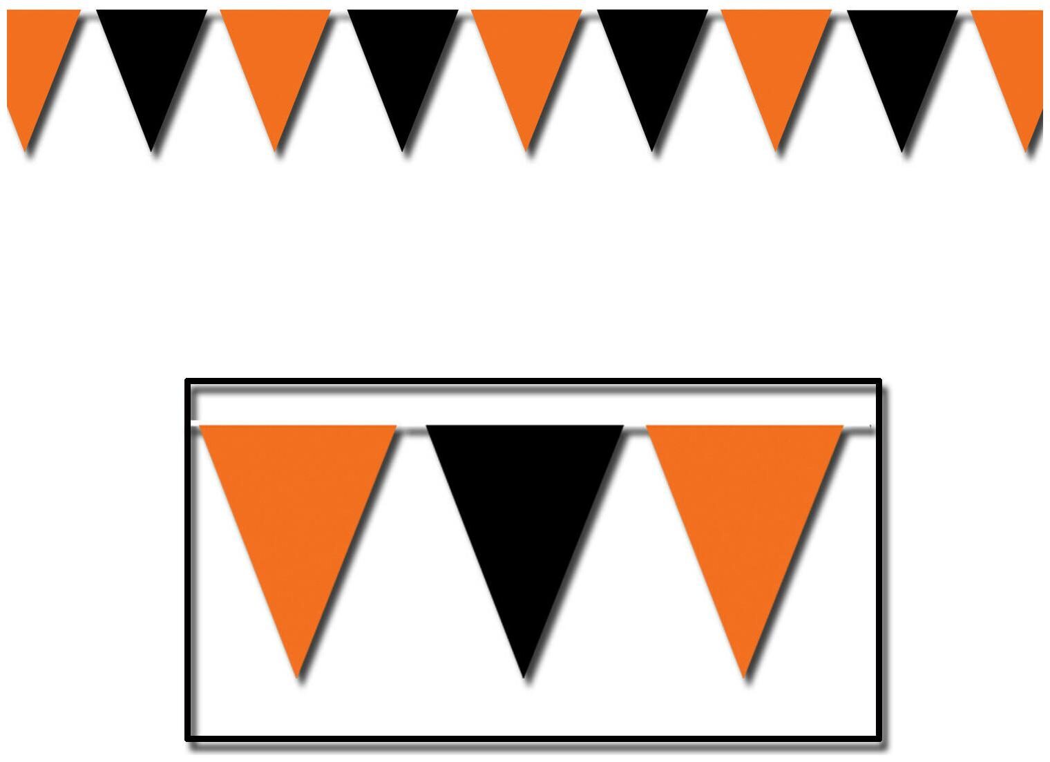 

(12) Orange Black Pennant Banner all-weather 15 pennants string