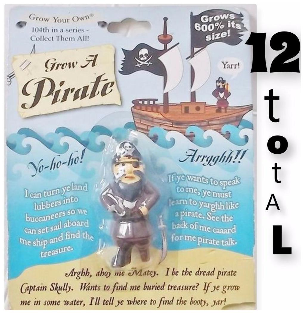 

(12) Pirate Cute Peg Leg Man - Grows 600 Larger in Water - Kids Toy Novelty