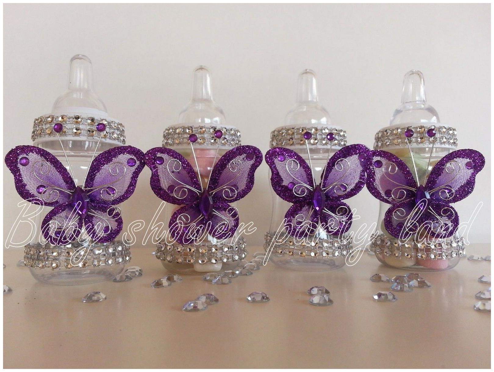 12 Purple Butterfly Pacifier Necklace Baby Shower Game Girl Favor