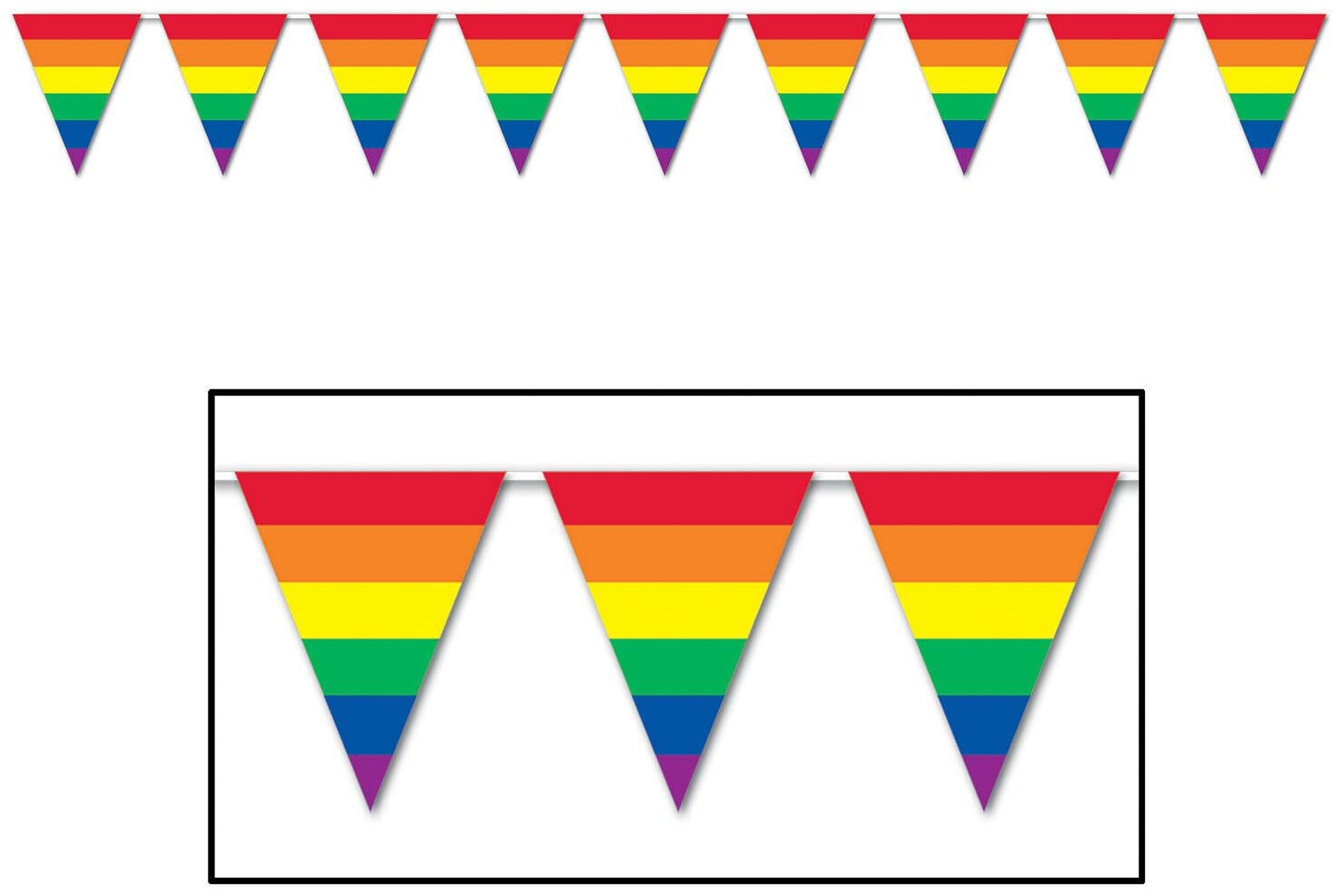 

(12) Rainbow Pennant Banner all-weather 15 pennants string