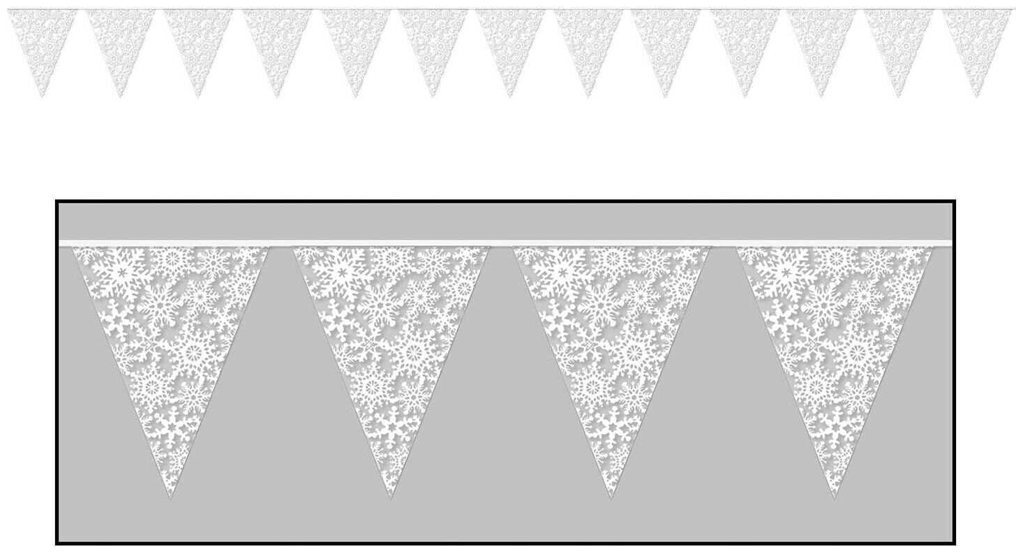 

(12) Snowflake Pennant Banner all-weather 12 pennants string