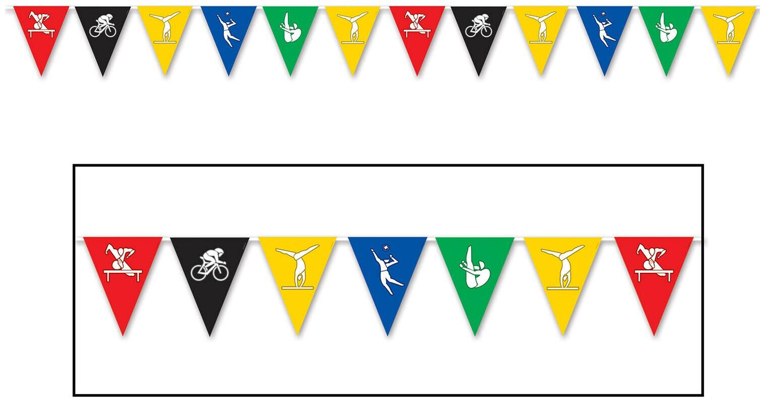 

(12) Summer Sports Pennant Banner all-weather 12 pennants string