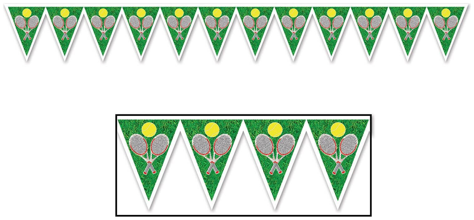 

(12) Tennis Pennant Banner all-weather 12 pennants string 2 grommets