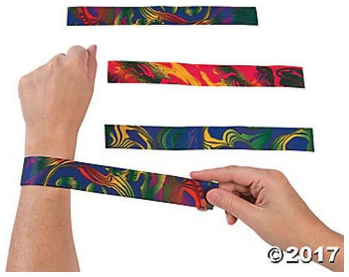 

12 Tie Dyed Slap Bracelets Birthday Party Favors Toys