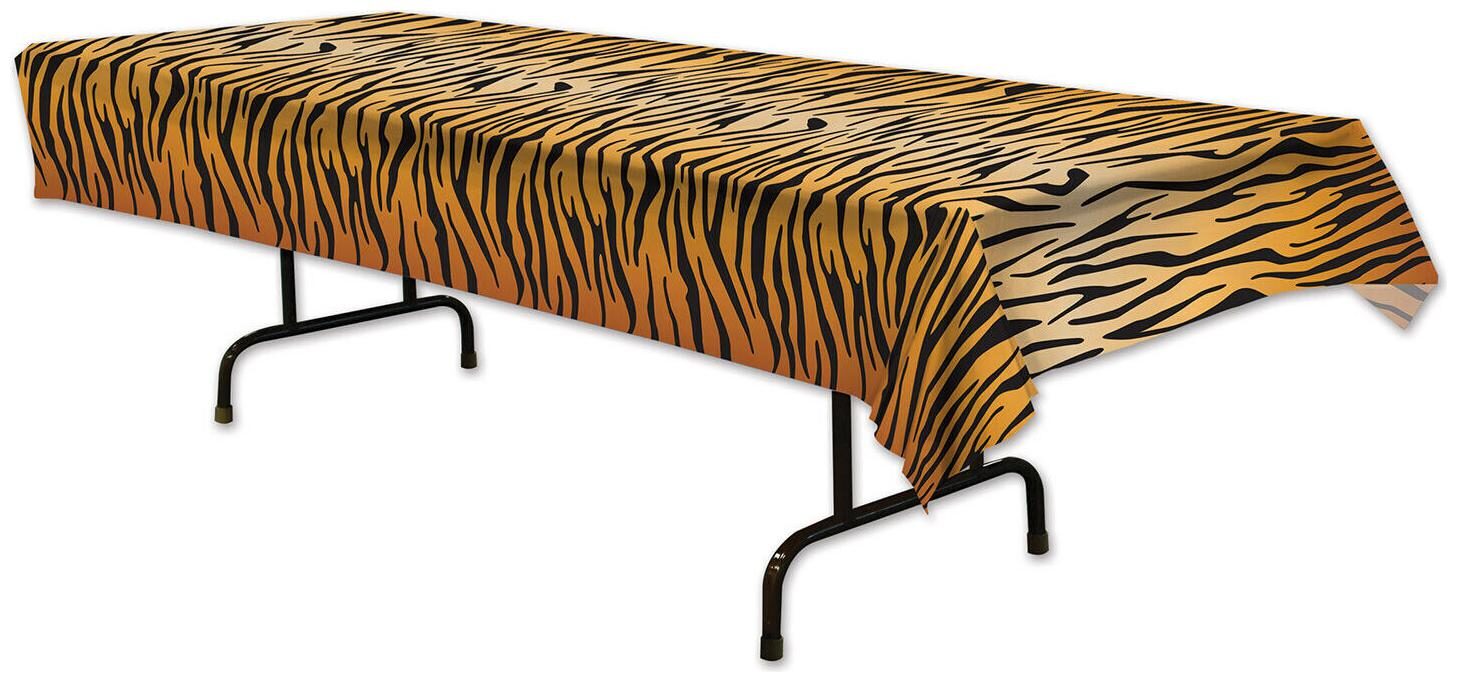 

(12) Tiger Print Tablecover plastic