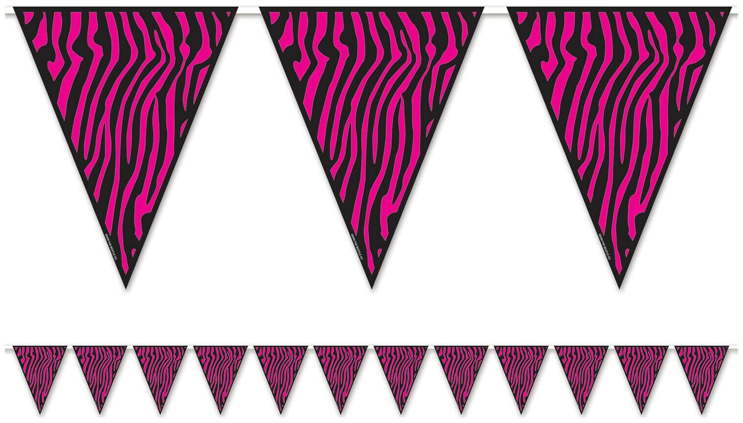

(12) Zebra Print Pennant Banner all-weather 12 pennants string