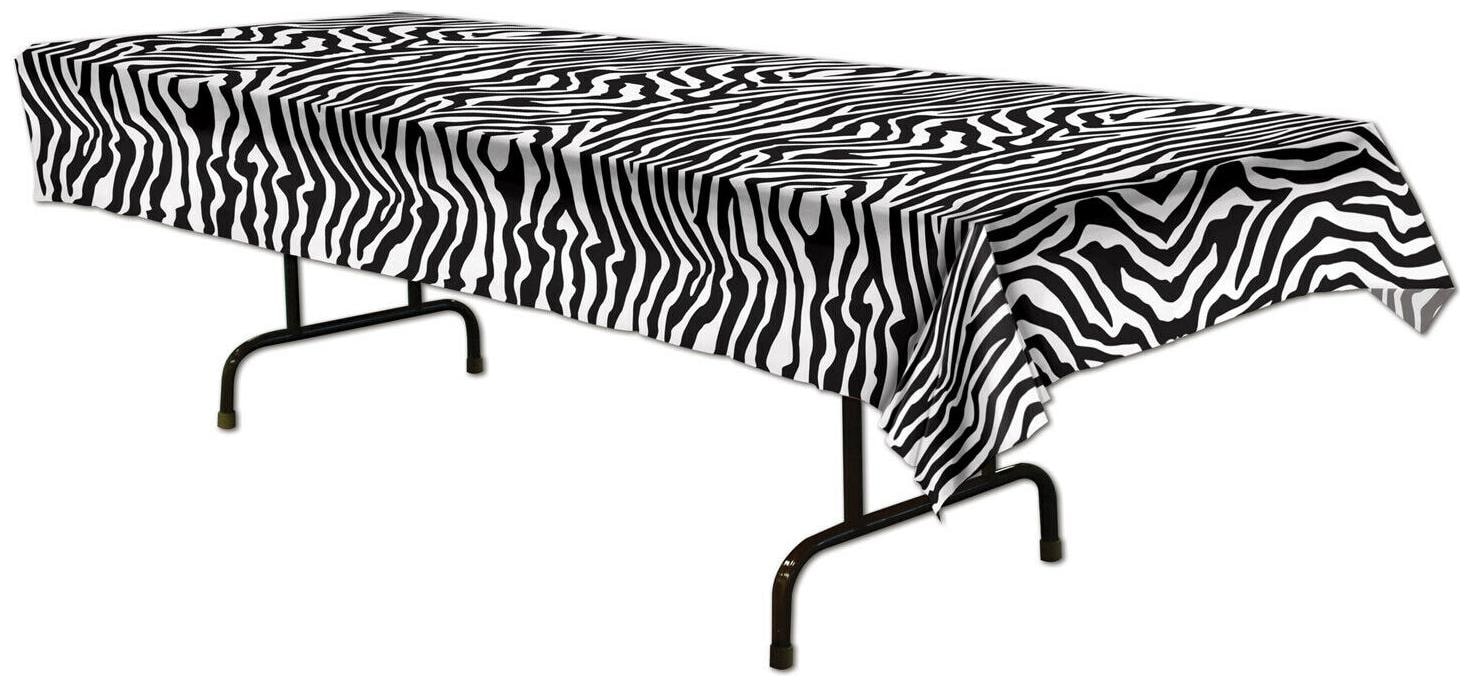 

(12) Zebra Print Tablecover plastic