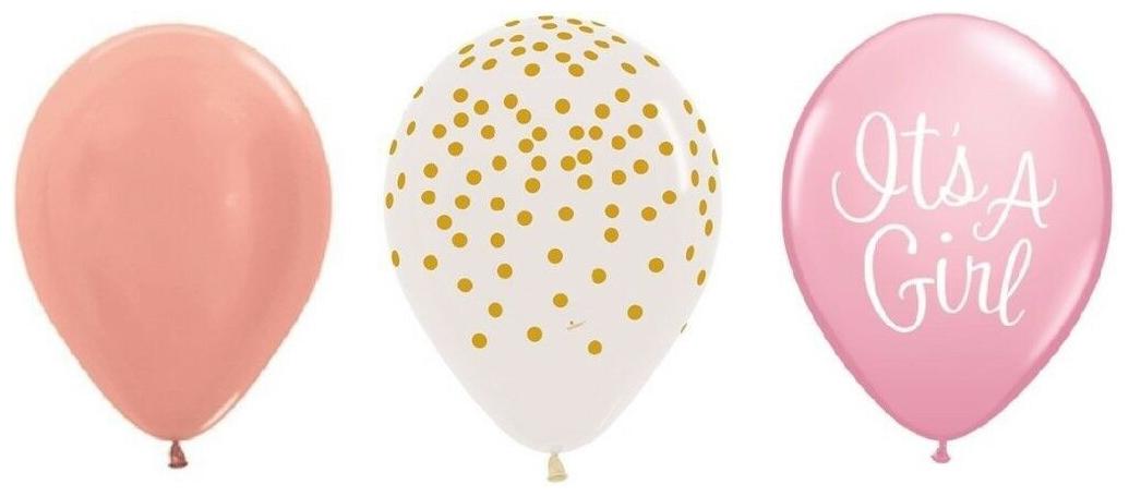 

15 BALLOONS ROSE GOLD dots IT S A GIRL pink 11 BABY SHOWER party GENDER REVEAL