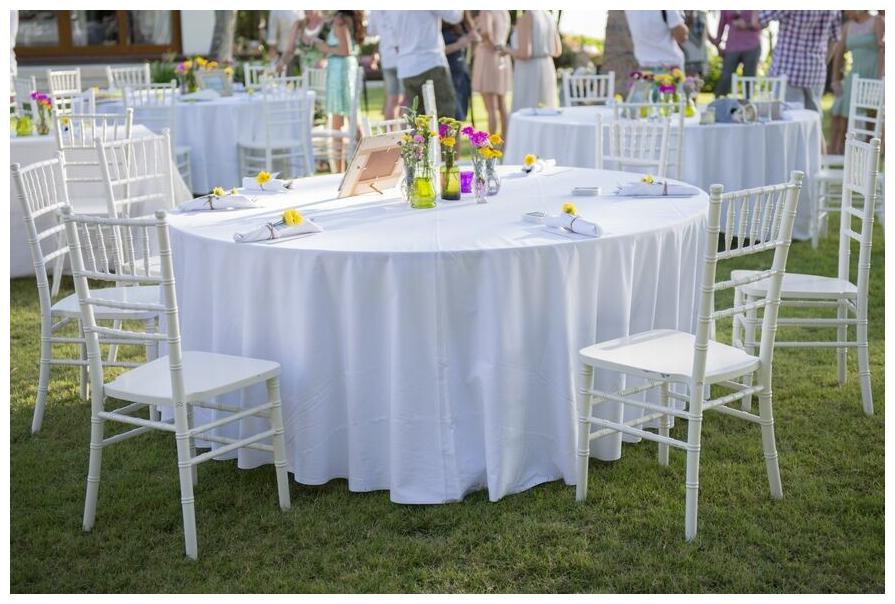 

15 Round WHITE 108 Inch Polyester Tablecloth Table Cover Quality Wedding Party