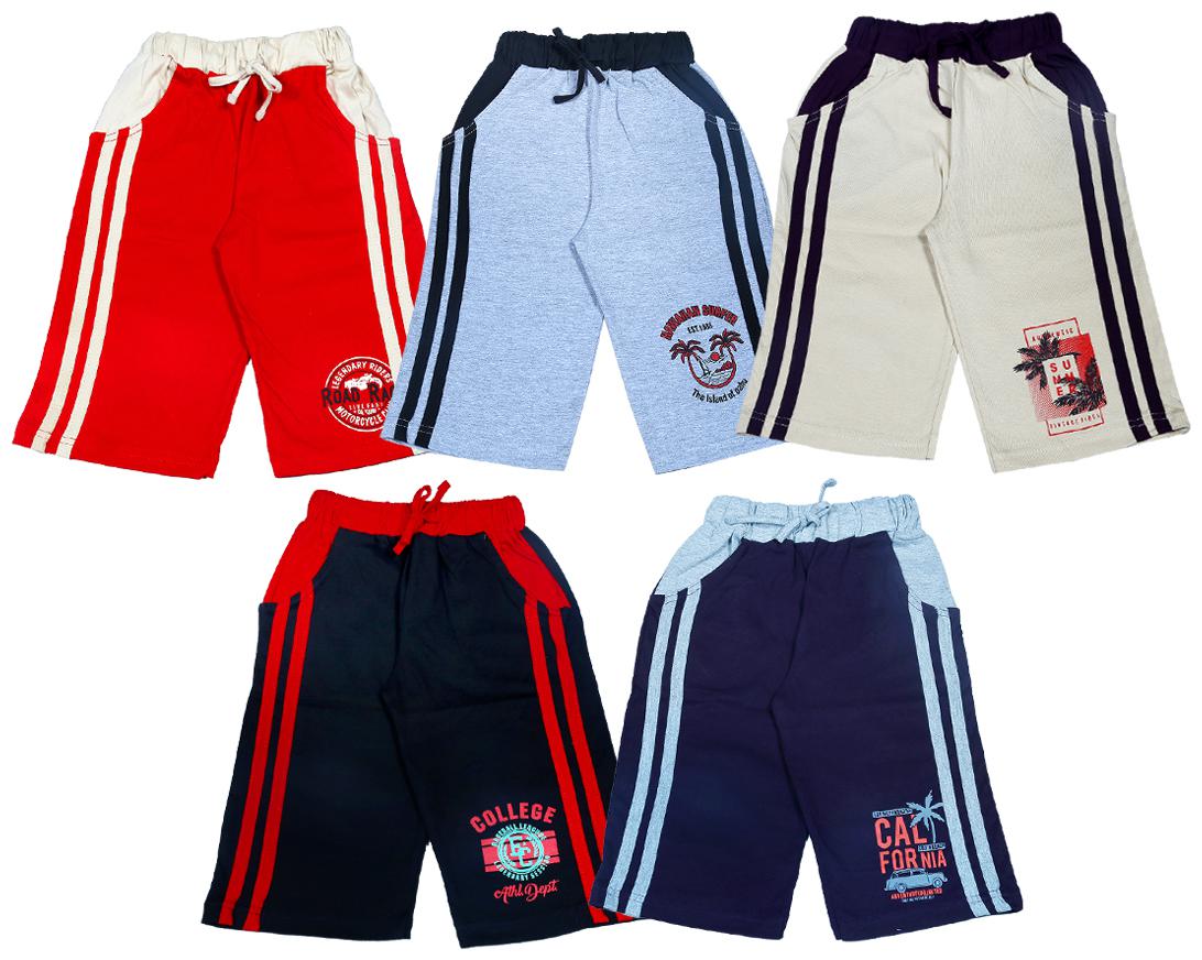 

1LY GARMENTS Cotton Multi Striped Boys Shorts Capris For Boy