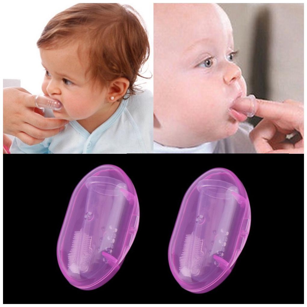 

2 pcs Silicone Finger Tooth Brush Baby Finger Brush Silicone Finger Brush - with Box