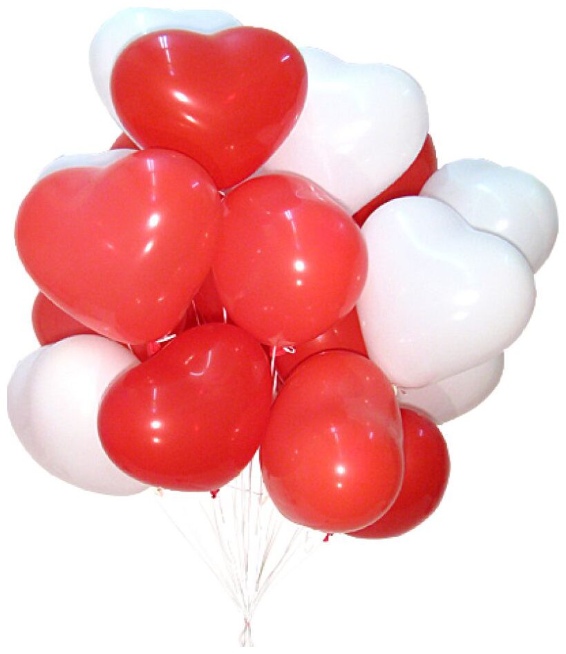 

20 pcs RED 20 pcs WHITE HEART BALLOONS - Pack of 40 For Party Decoration