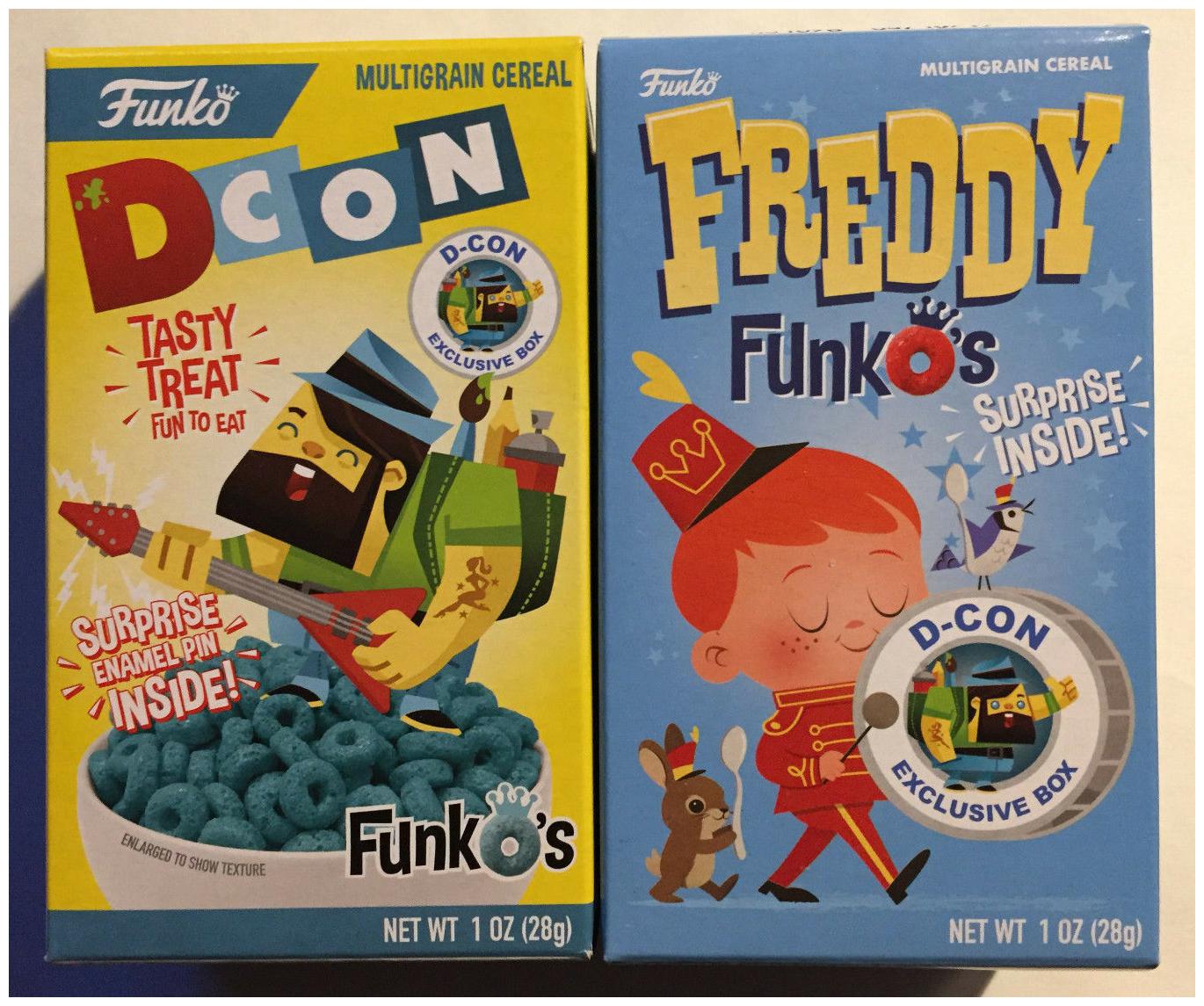 Designercon 18 Exclusive Freddy Funko S Dcon Cereal Box Set With Pins Designer Urban Vinyl