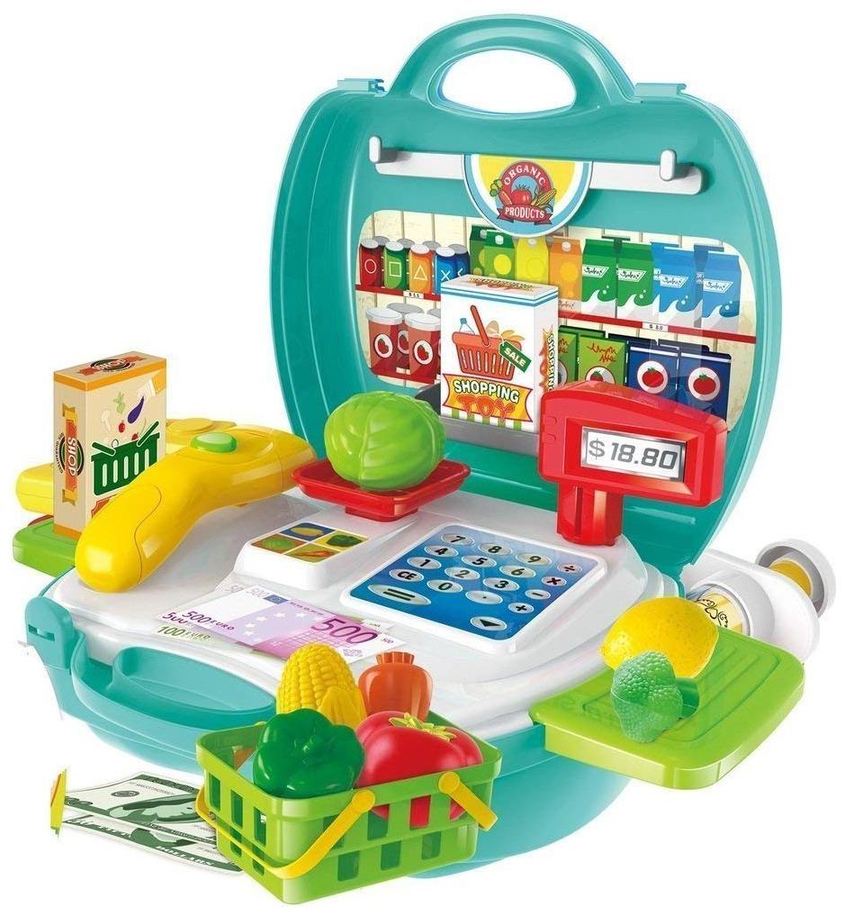 

23 pcs Suitcase With Organic Products Kitchen Play Set For Interactive Kitchen Set