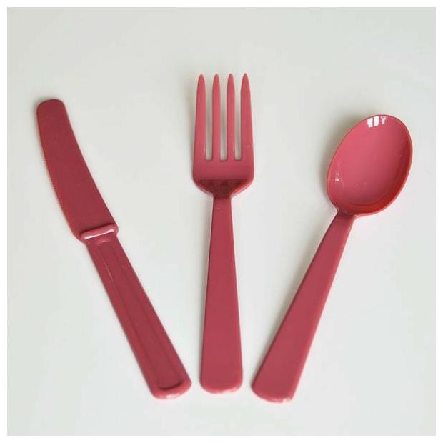 

24 ct Premium Plastic Assorted Cutlery Knives Forks Spoons Multiple Colors