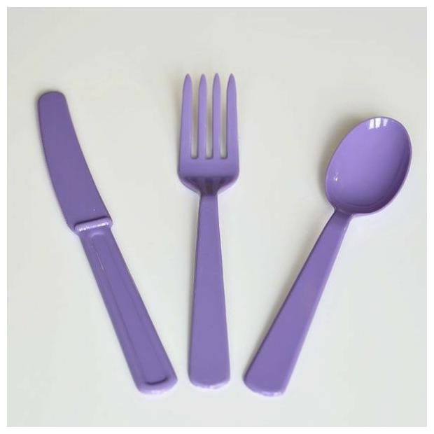 

24 ct Premium Plastic Assorted Cutlery Knives Forks Spoons Multiple Colors