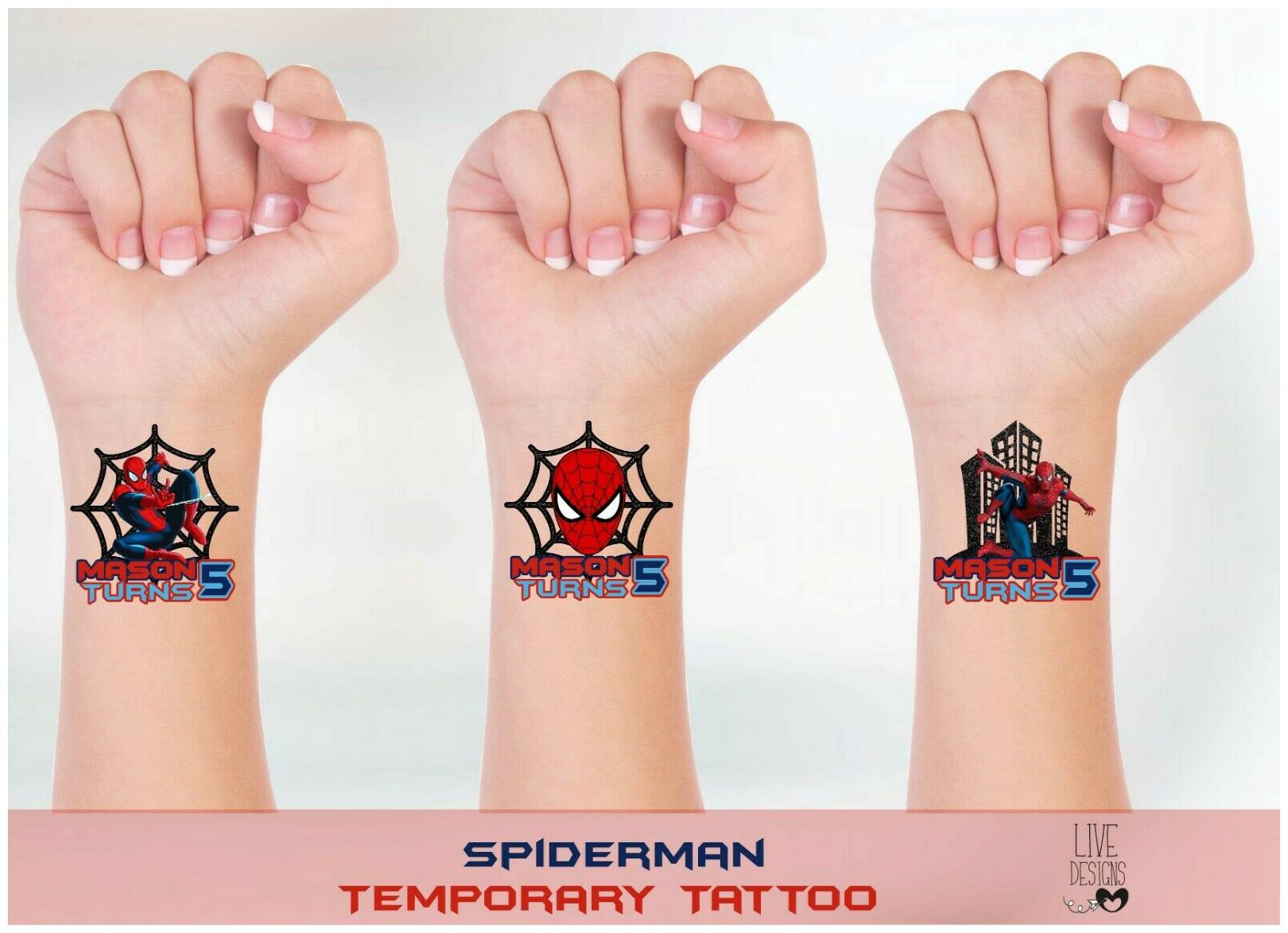 

24 Spiderman Temporary Tattoo Spiderman Birthday Spiderman Party Supplies