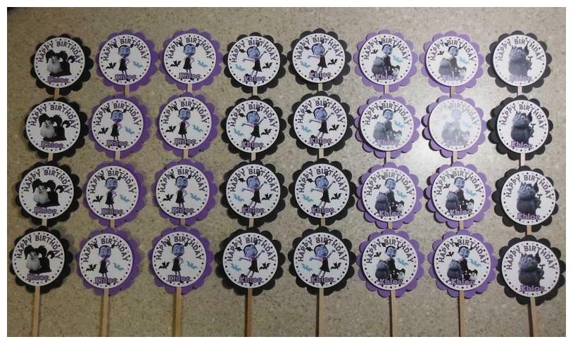 

32 VAMPIRINA Personalized cupcake toppers birthday party favor Halloween