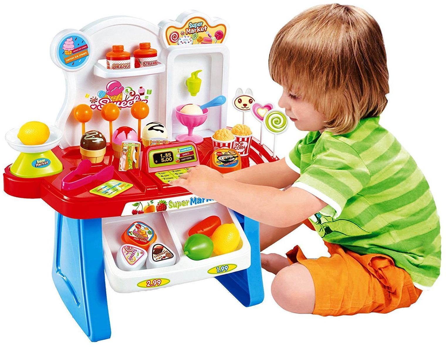 

34 pcs Kids Mini Market Supermarket Play Set with lights Sounds Toy for Kids