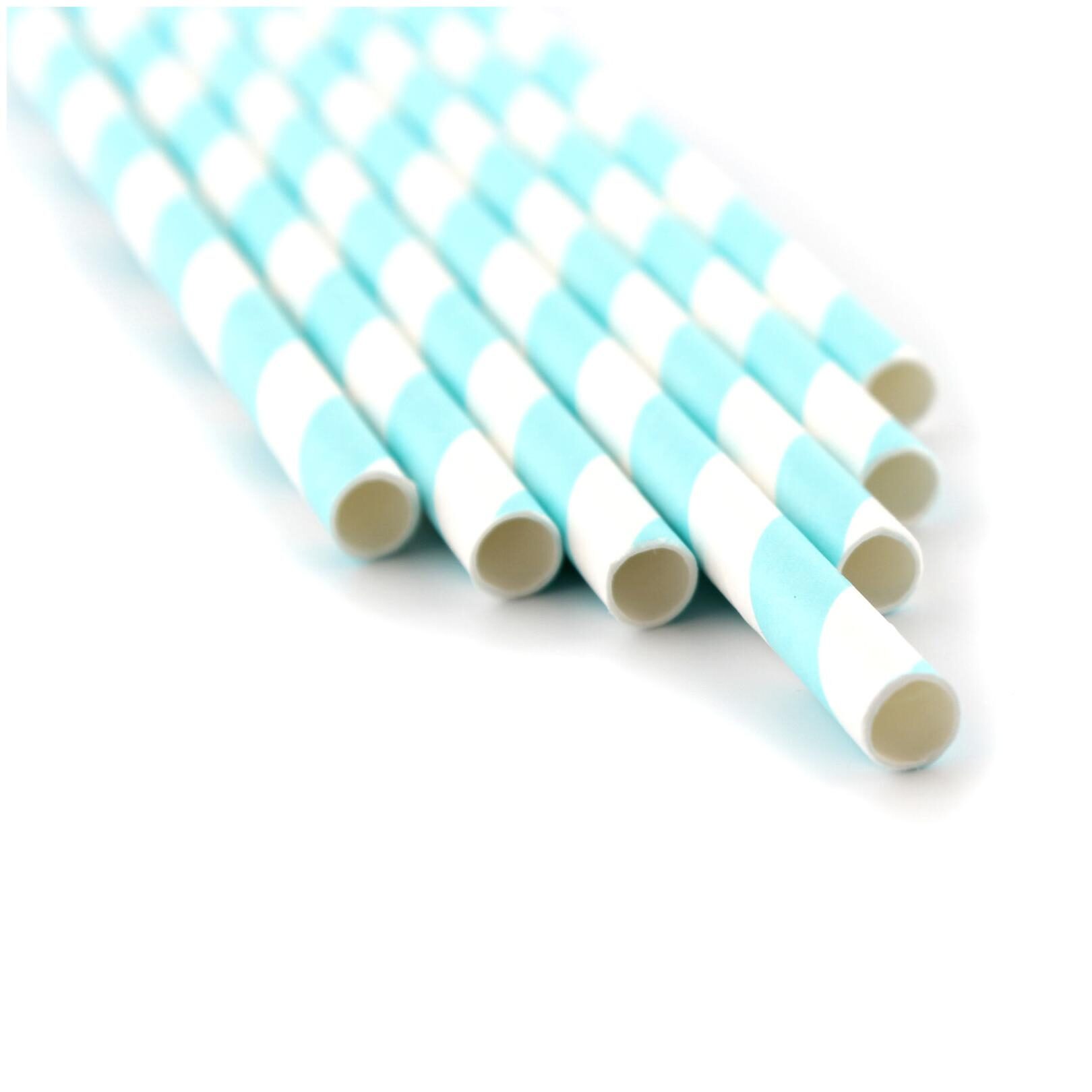 

50 pcs P Biodegradable Paper Drinking Straws Striped Birthday Party