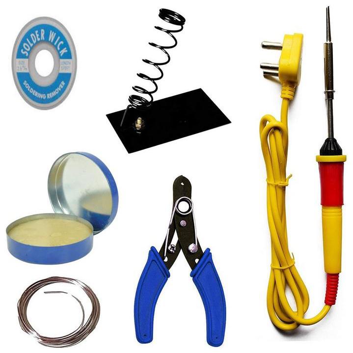 6 in1 Electric Soldering Iron Stand Tool Wire Stripper Kit 25 W Welding Stick Set