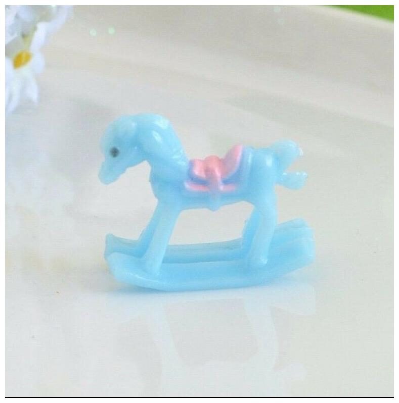 

6 Mini Blue Baby Shower Rocking Horse Favors Cake Toppers Boy Gender Reveal
