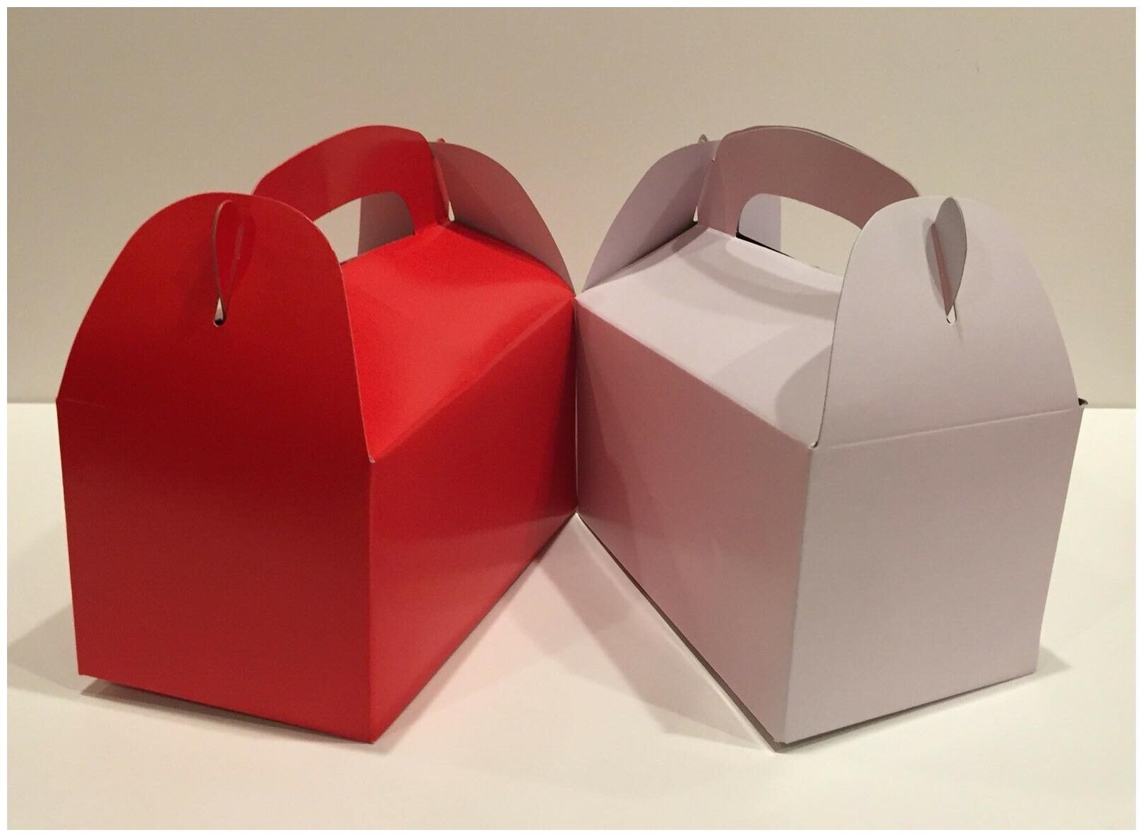 

6 PARTY FAVOR TREAT BOX - 3 RED 3 WHITE BAG BIRTHDAY BRIDAL BABY SHOWER