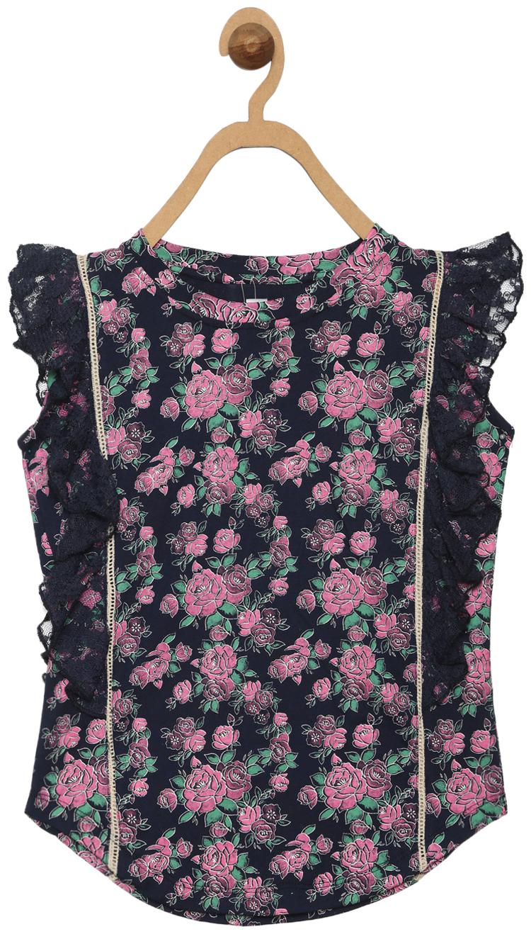 

612 League Girl Cotton Printed Top - Blue